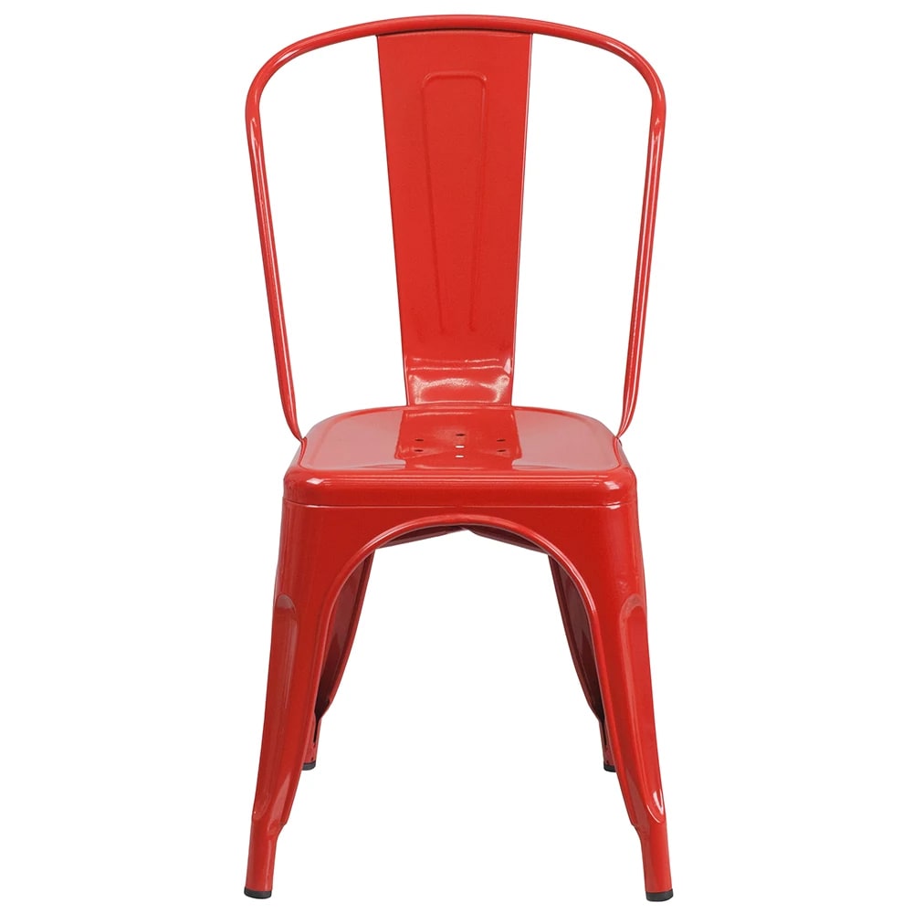 999-M093 Stacking Side Chair w/ Vertical Slat Back - Steel, Red