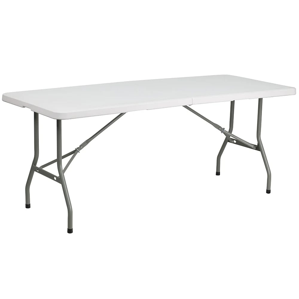 999-M084 Rectangular Folding Table w/ Granite White Plastic Top - Indoor/Outdoor, 72"W x 30&...