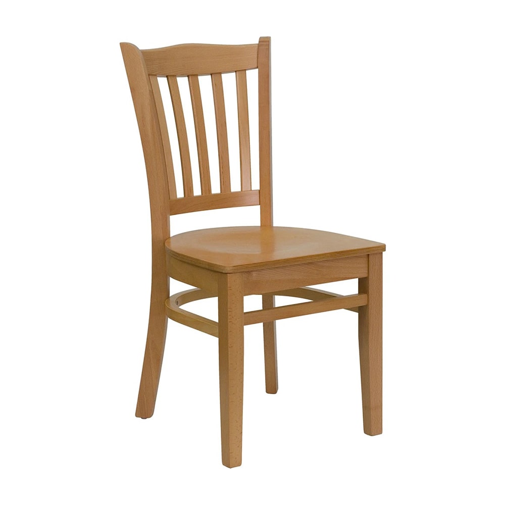 999-M231 Restaurant Chair w/ Vertical Slat Back - Beechwood, Natural Finish