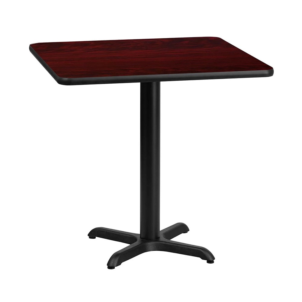 999-M238 30" Square Dining Height Table w/ Mahogany Laminate Top - Cast Iron Base