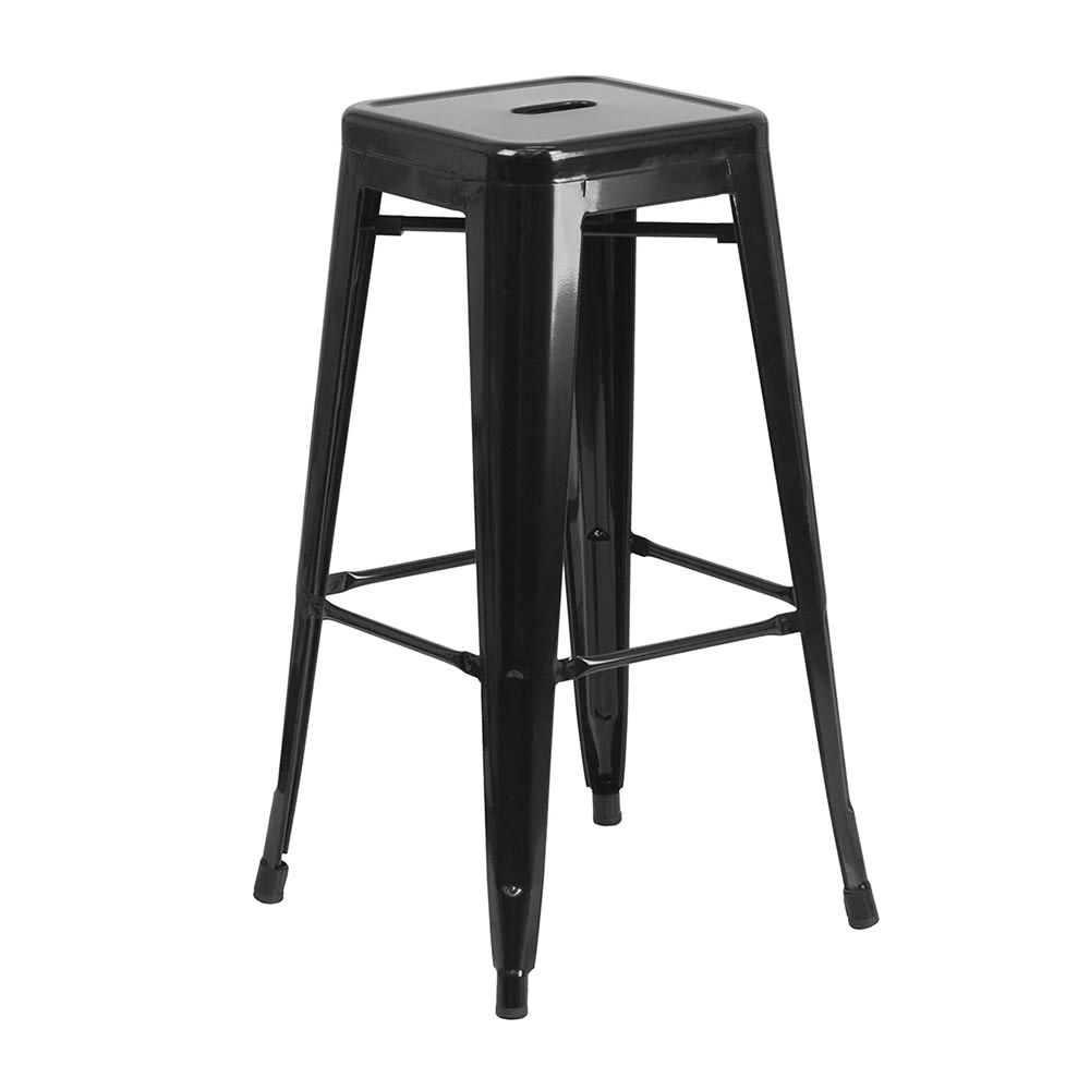 999-M115 Backless Bar Stool w/ Metal Seat, Black