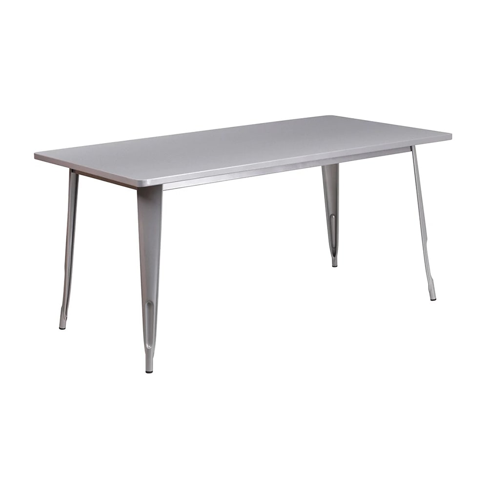 999-M218 Rectangular Dining Height Table - 63"W x 31 1/2"D,  Silver Powder Coated Steel...