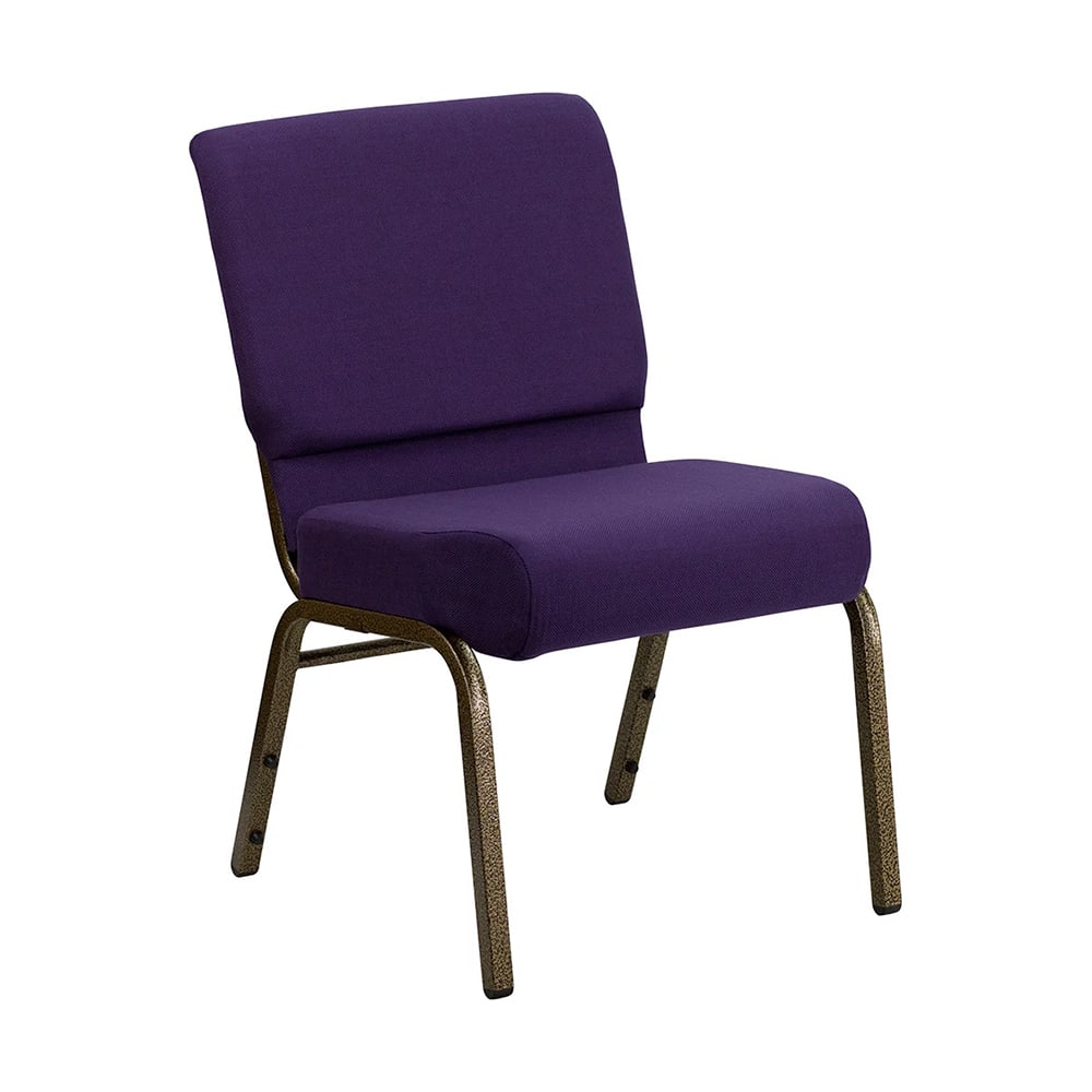 999-M221 Extra Wide Stacking Church Chair w/ Royal Purple Fabric Back & Seat - Steel Frame, G...