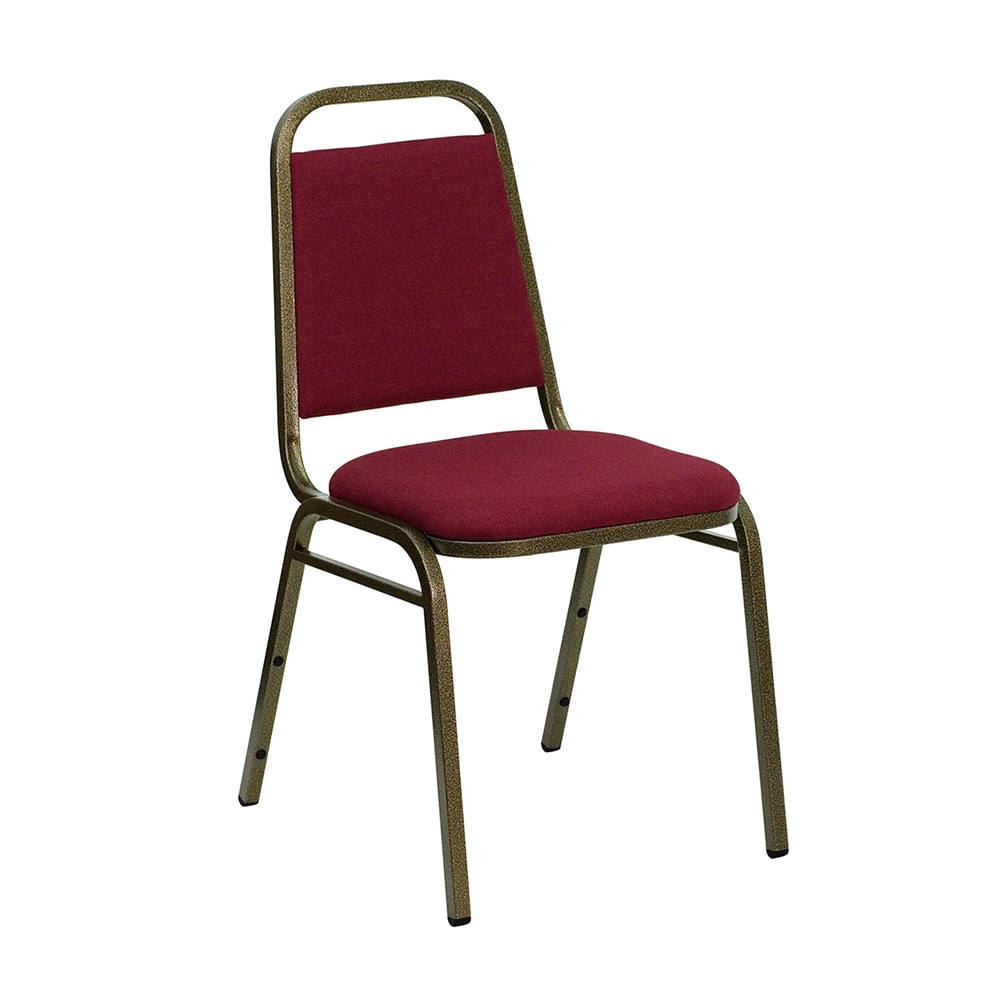 999-M200 Stackable Banquet Chair - Gold Steel Frame w/ Burgundy Fabric Back & Seat