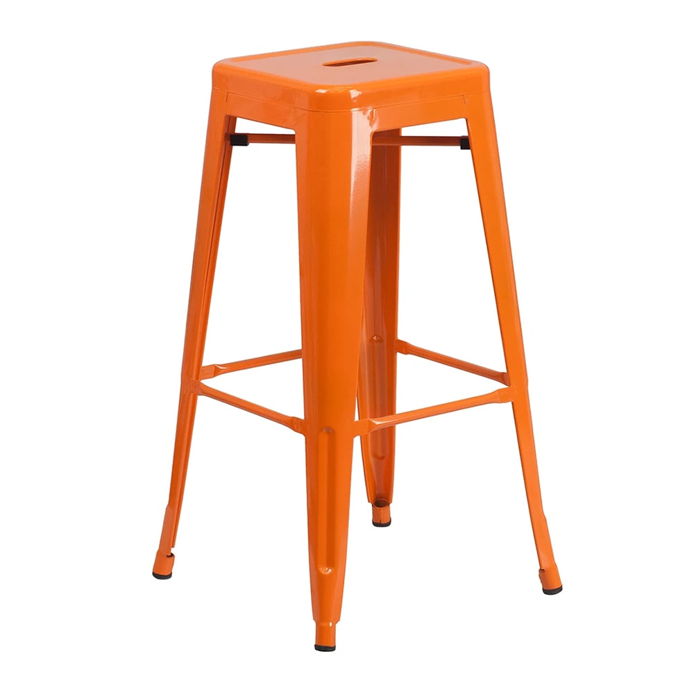 999-M126 Backless Bar Stool - Power Coated Steel, Orange