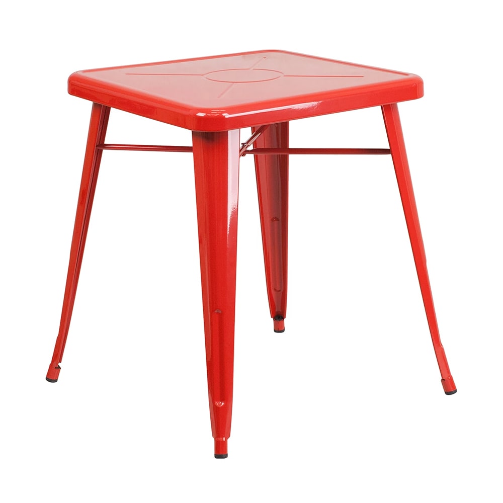 999-M196 23 3/4" Square Dining Height Table - Galvanized Steel, Red