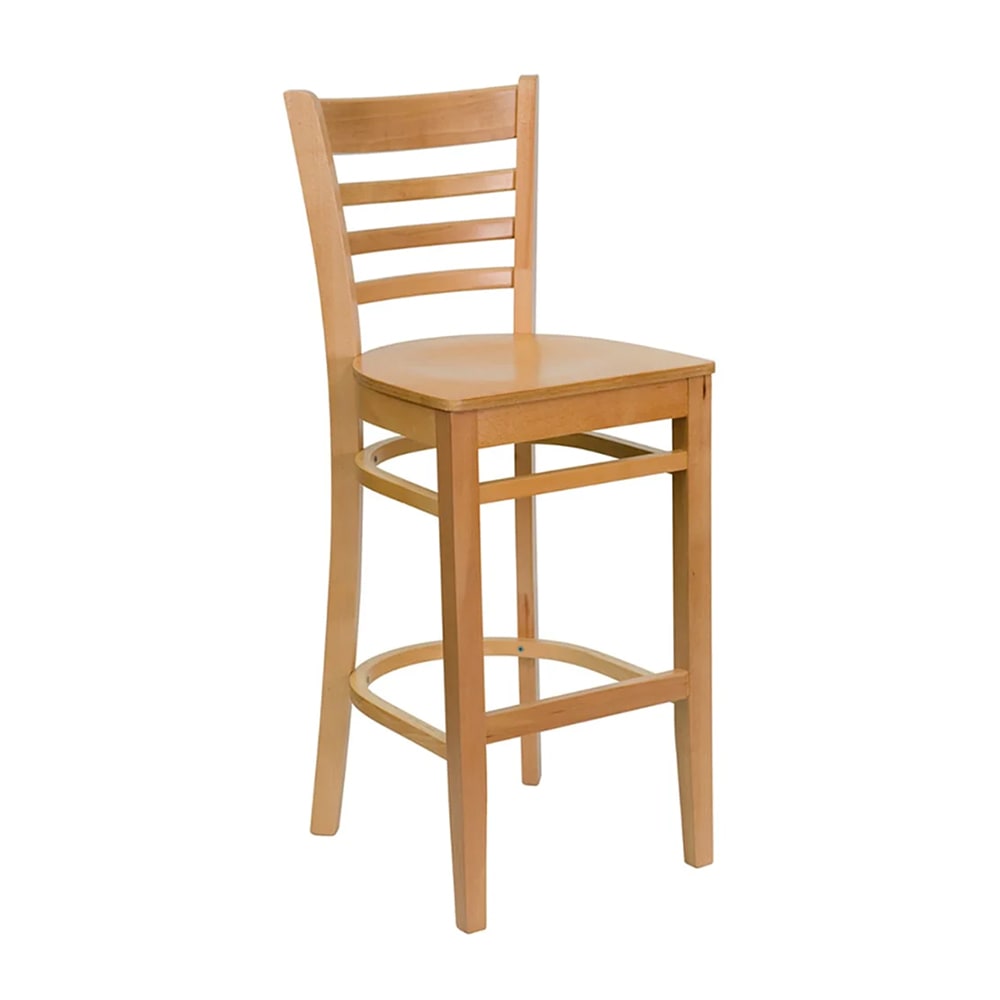 999-M174 Bar Stool w/ Ladder Back & Wood Seat, Natural