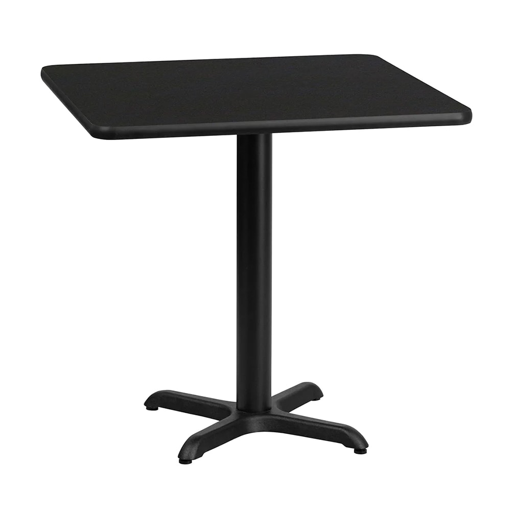 999-M177 30" Square Dining Height Table, Black Laminate Top w/ Black Powder Coated Cast Iron...