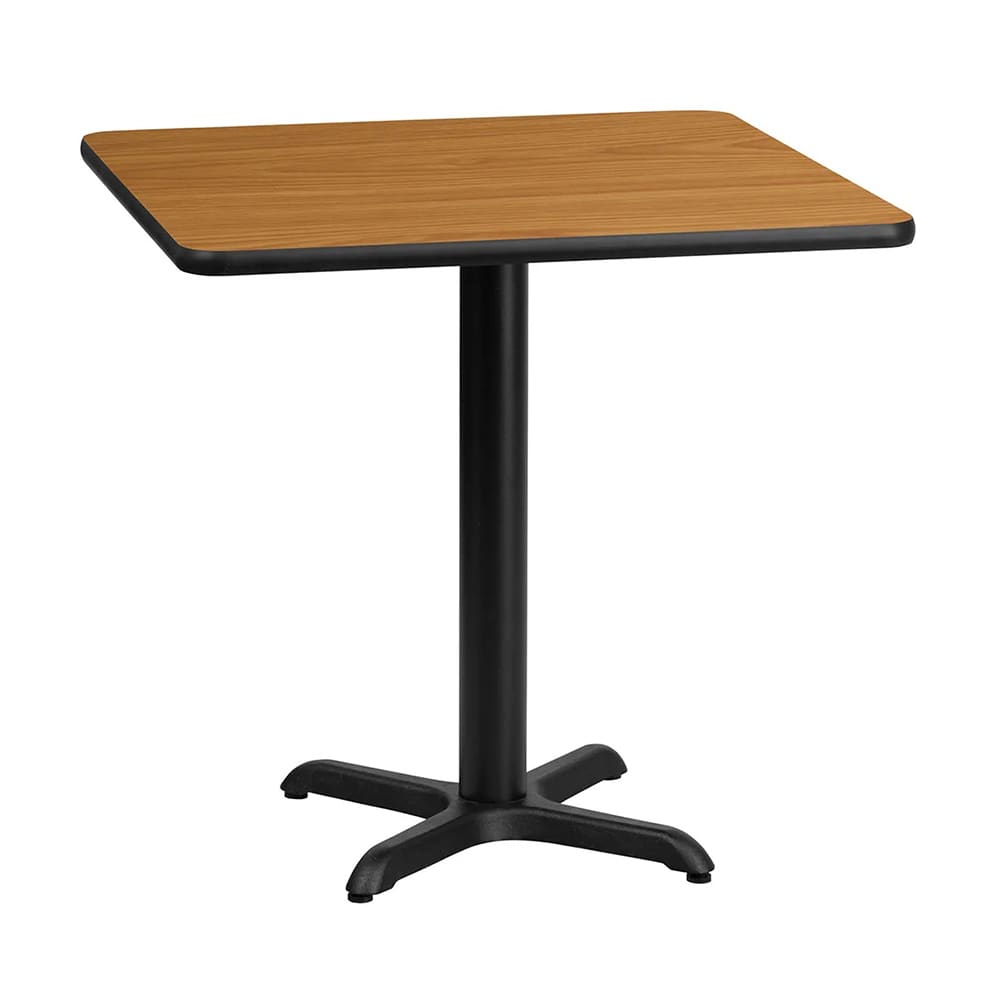 999-M239 24" Square Dining Height Table, Natural Laminate Top w/ Black Powder Coated Cast Ir...