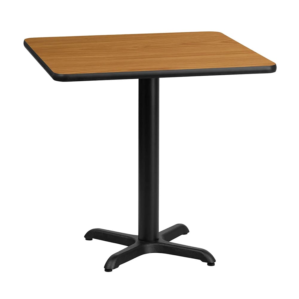 999-M142 30" Square Dining Height Table w/ Natural Laminate Top - Cast Iron Base