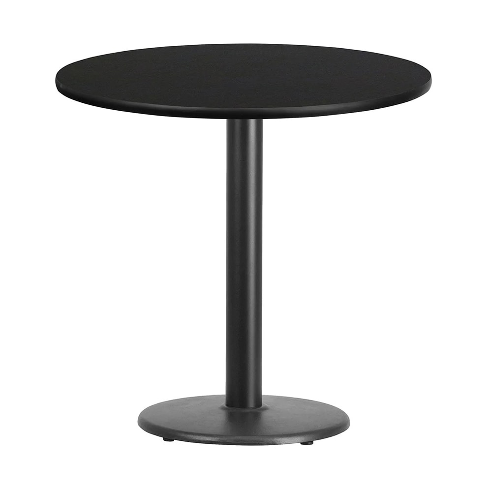 999-M249 30" Round Dining Height Table, Black Laminate Top w/ Black Powder Coated Cast Iron...