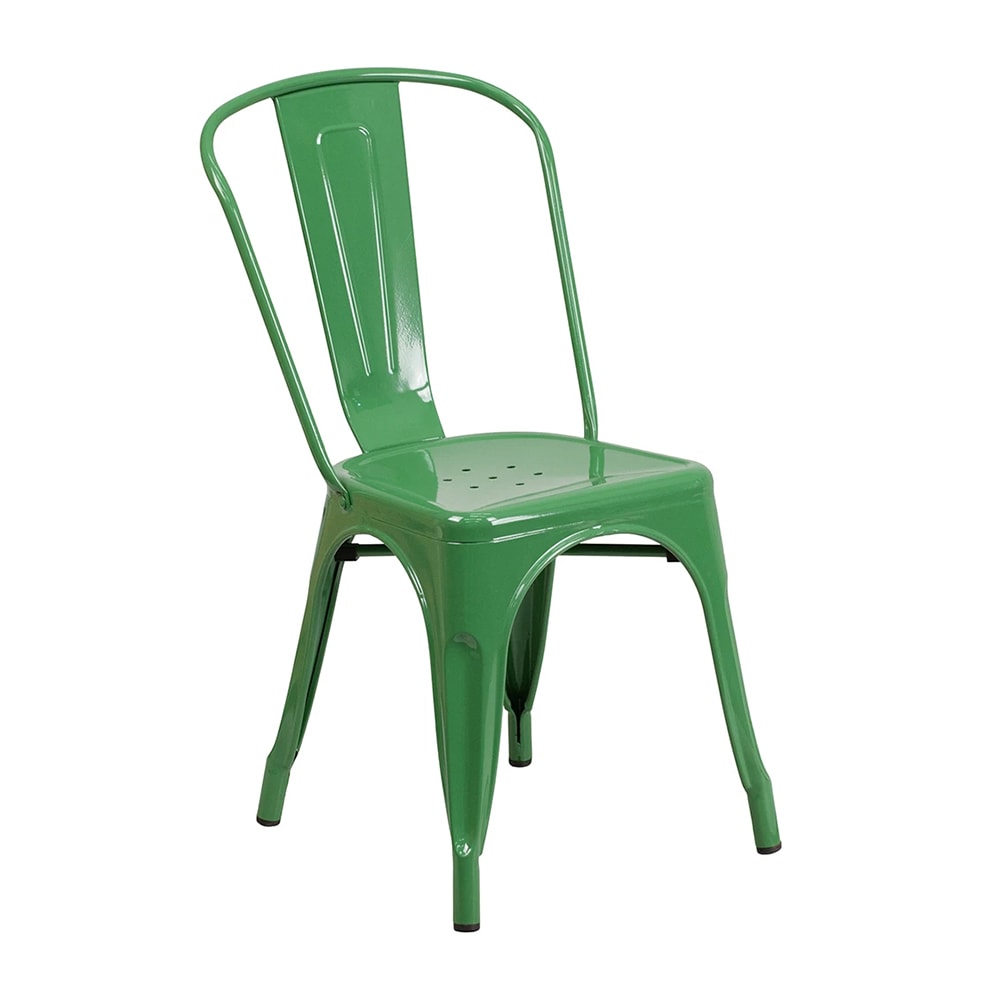 999-M195 Stacking Side Chair w/ Vertical Slat Back - Steel, Green