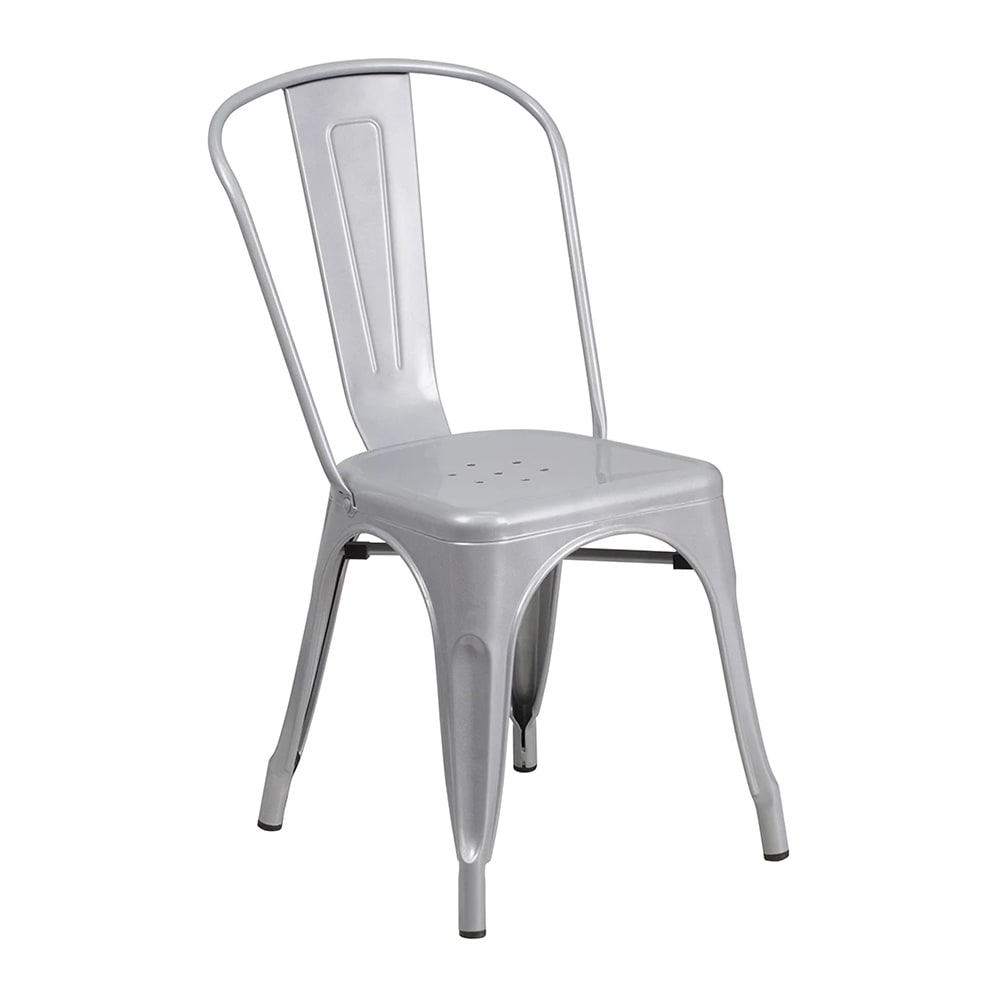 999-M119 Stacking Side Chair w/ Vertical Slat Back - Steel, Silver