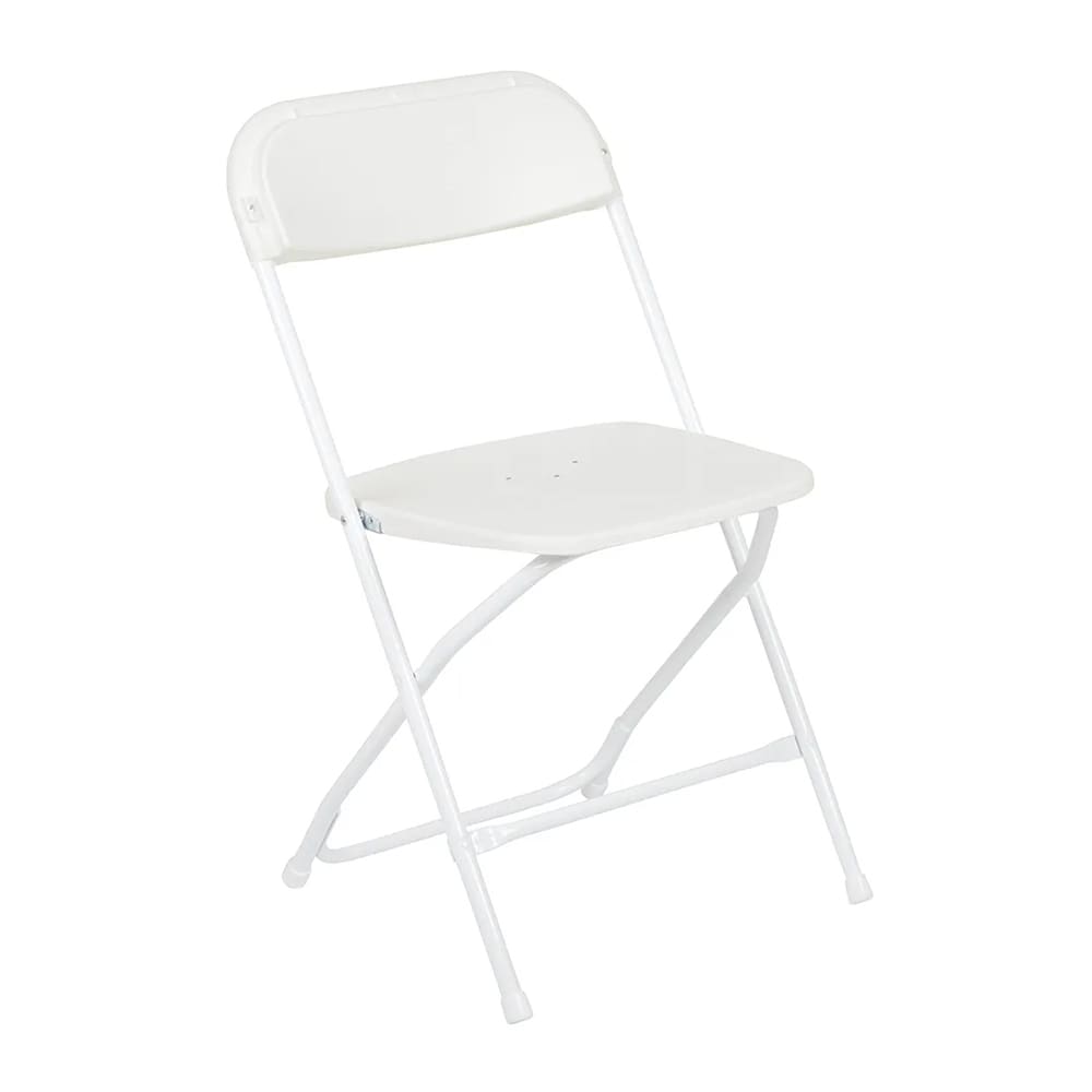 999-M116 Indoor/Outdoor Folding Chair - White Plastic Back & Seat w/ White Steel Frame