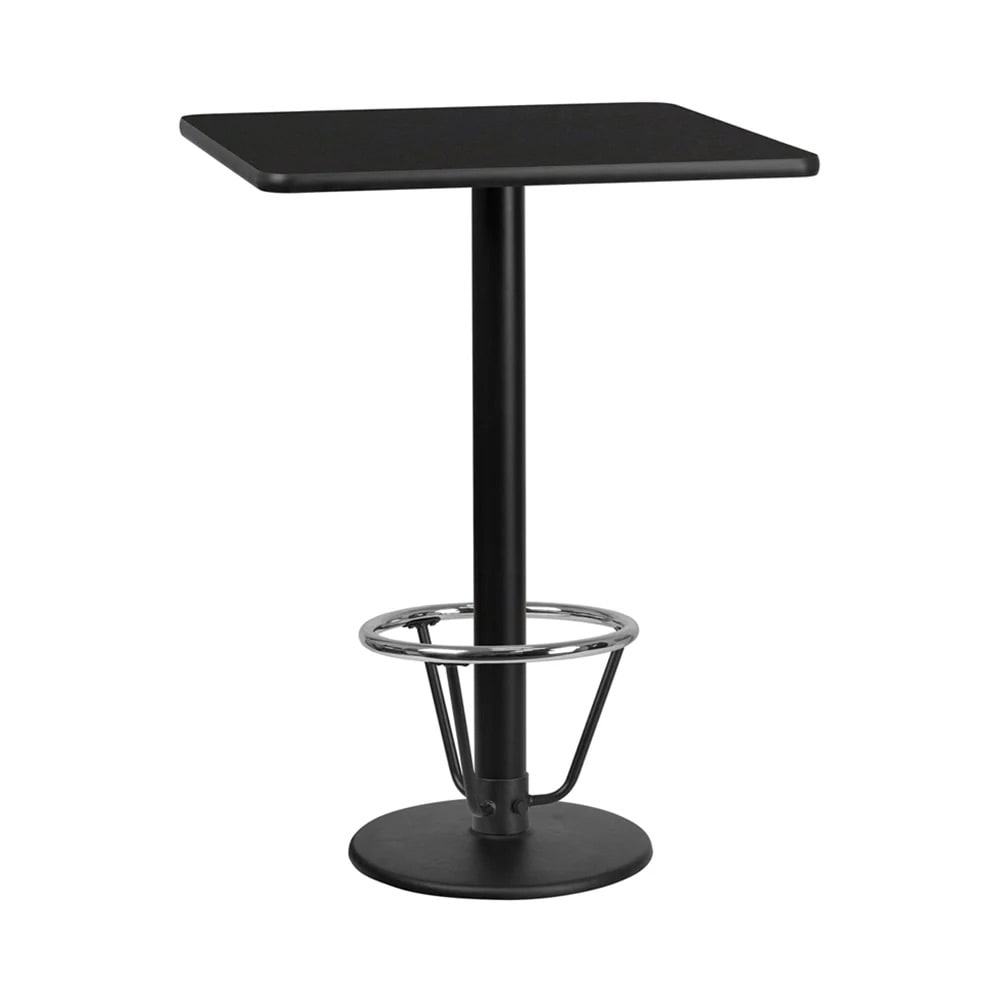 999-M228 30" Square Bar Height Table - Black Laminate Top, Cast Iron Base