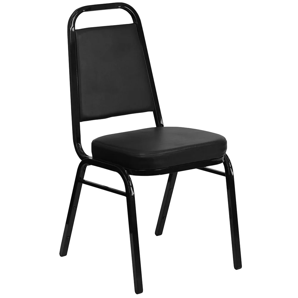 999-M095 Stacking Banquet Chair w/ Black Vinyl Back & Seat - Steel Frame, Black
