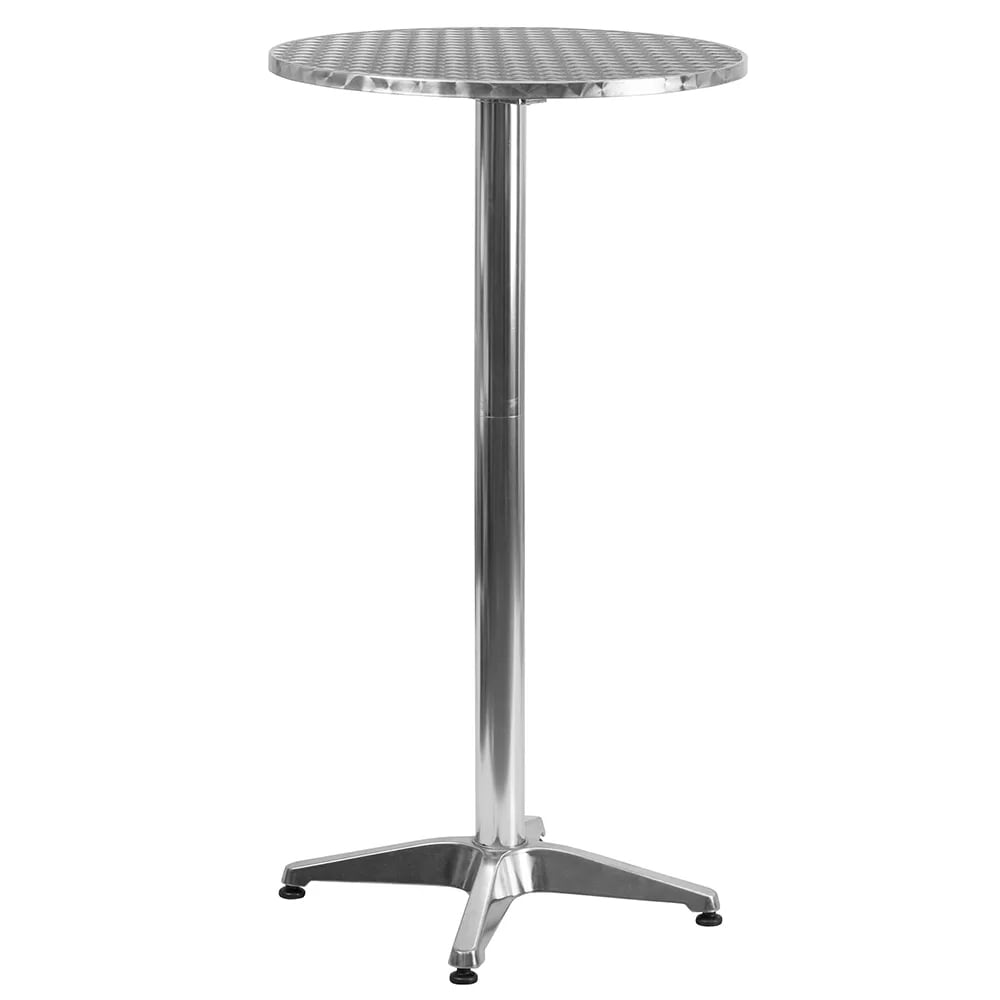 999-M057 23 1/4" Round Bar Height Table - Stainless Steel Top w/ Aluminum Column & Base