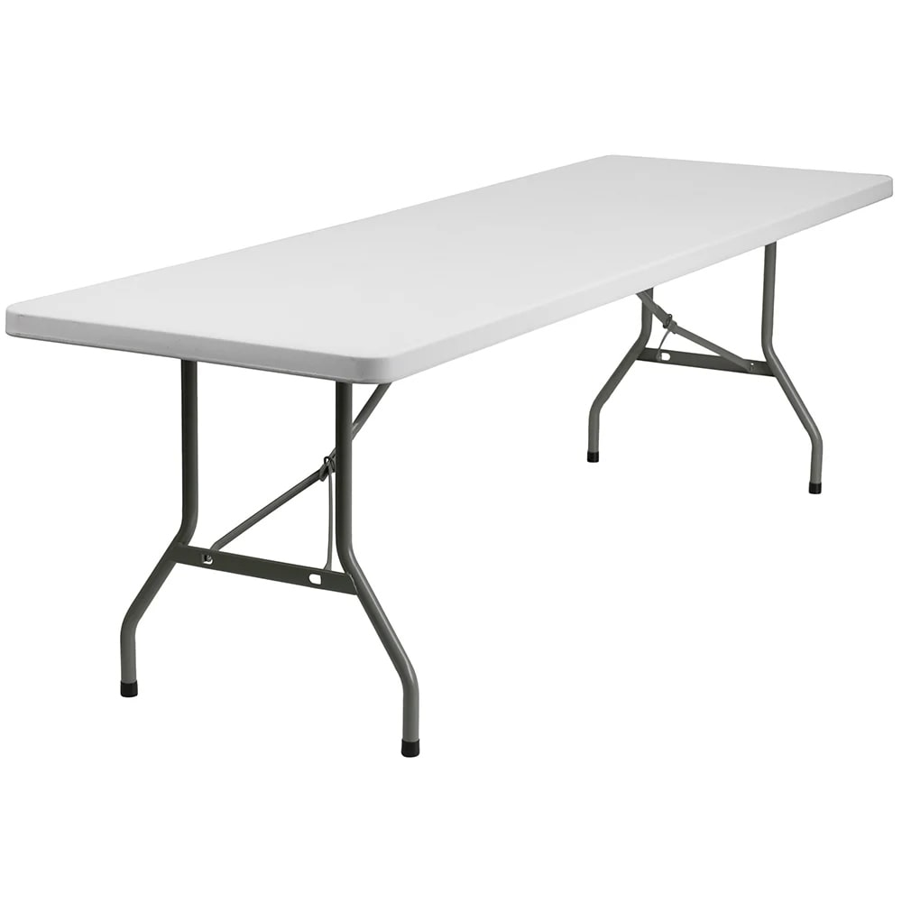 999-M067 Rectangular Folding Table w/ Granite White Plastic Top - Indoor/Outdoor, 96"W x 30&...