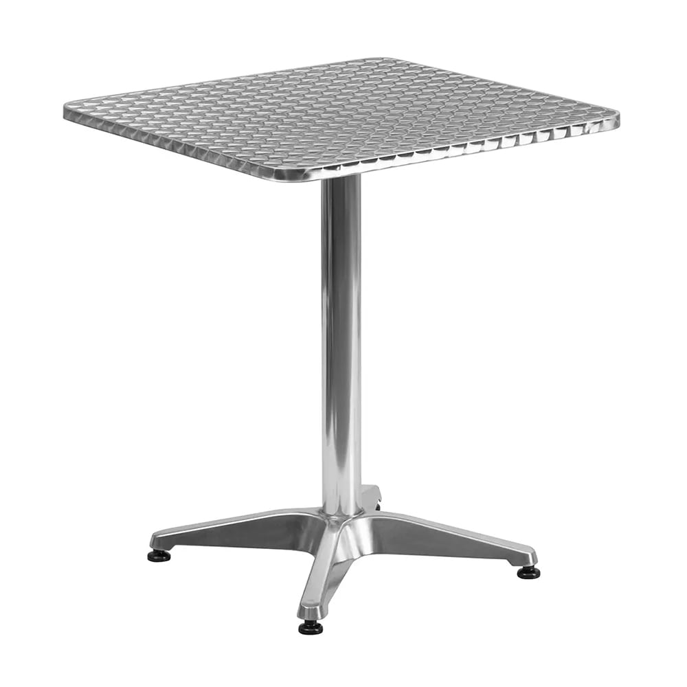 999-M033 23 1/2" Square Indoor/Outdoor Bistro Table - 27 1/2"H, Aluminum Base/Stainless...