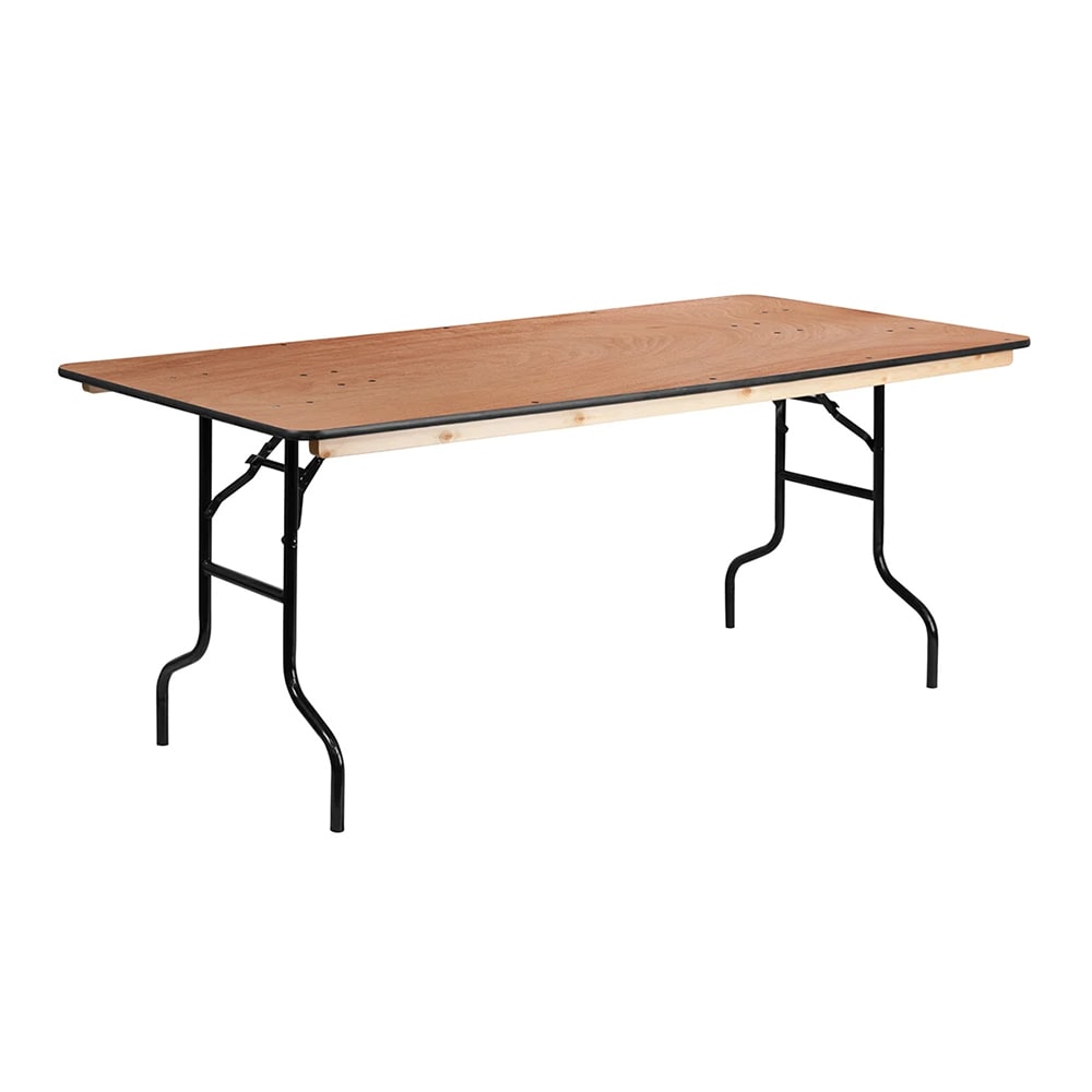 999-M190 Rectangular Folding Banquet Table w/ Hardwood Top - 72"W x 36"D x 30"H