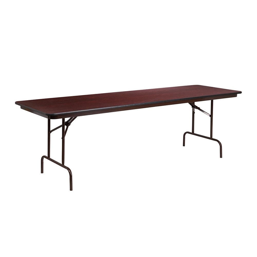 999-M208 Rectangular Folding Table w/ Mahogany Laminate Top - 96"W x 30"D x 30"H