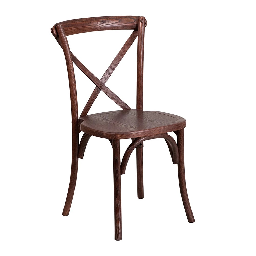 999-M250 Stacking Chair w/ Cross Back - Ash Wood Frame, Mahogany Finish