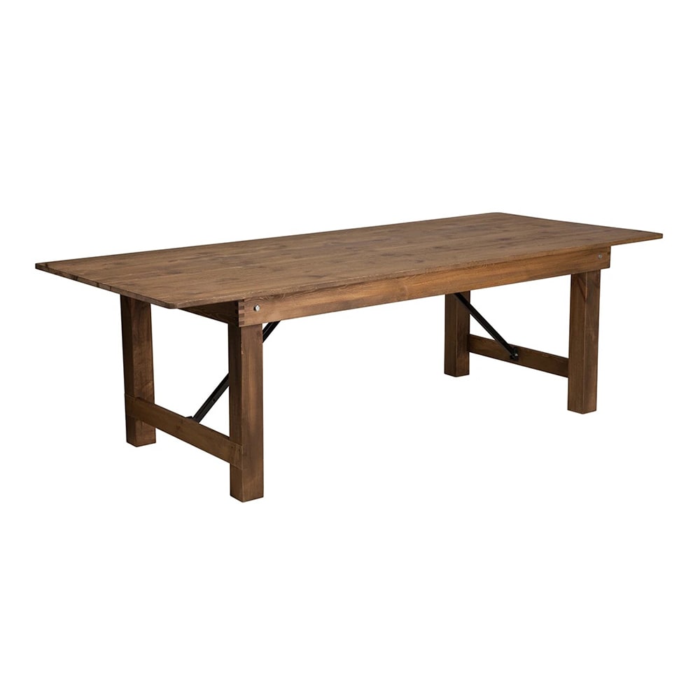 999-M227 Rectangular Folding Farm Table w/ Antique Rustic Plank Top - 96"W x 40"D x 30&...