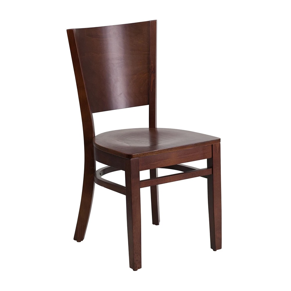 999-M162 Restaurant Chair w/ Solid Back - Walnut Finished Beechwood