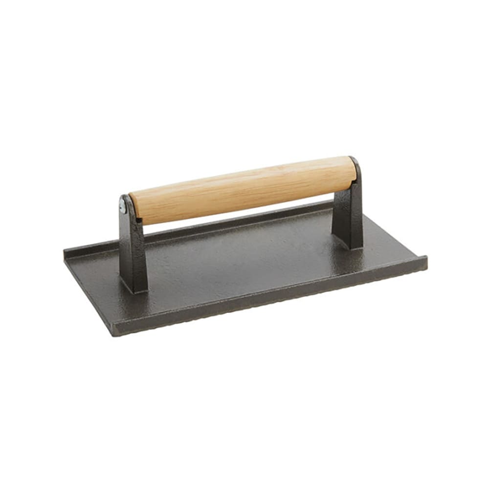 166-ISW2 Steak Weight w/ Handle, 4x8", Wood/Cast Iron