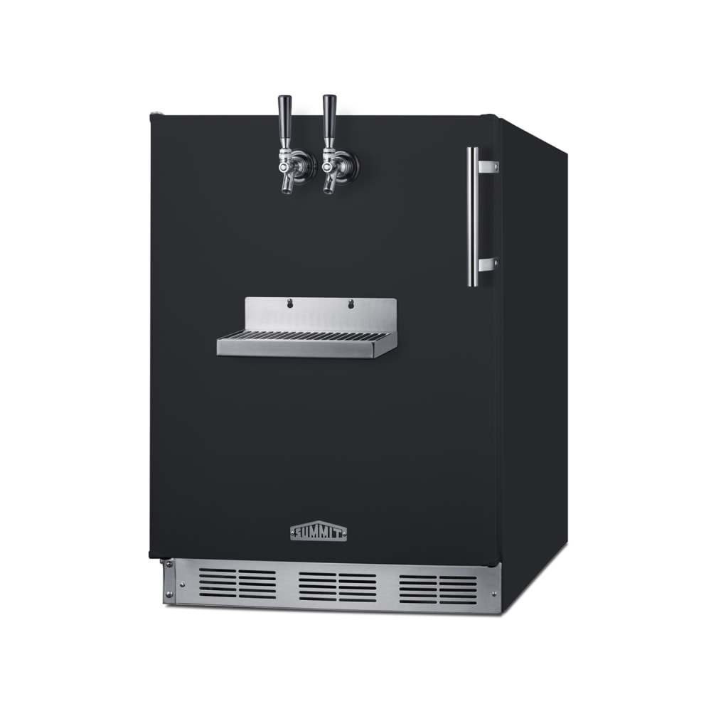 162-SBC58BFRTPADALHD 24" Front Tap Kegerator Beer Dispenser w/ (2) Keg Capacity - Black, 115...