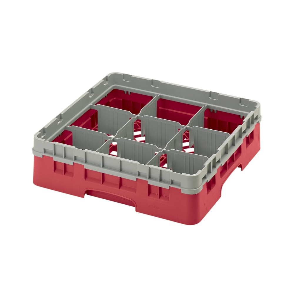 144-25S418163 Camrack® Glass Rack w/ (25) Compartments - (1) Gray Extender, Red