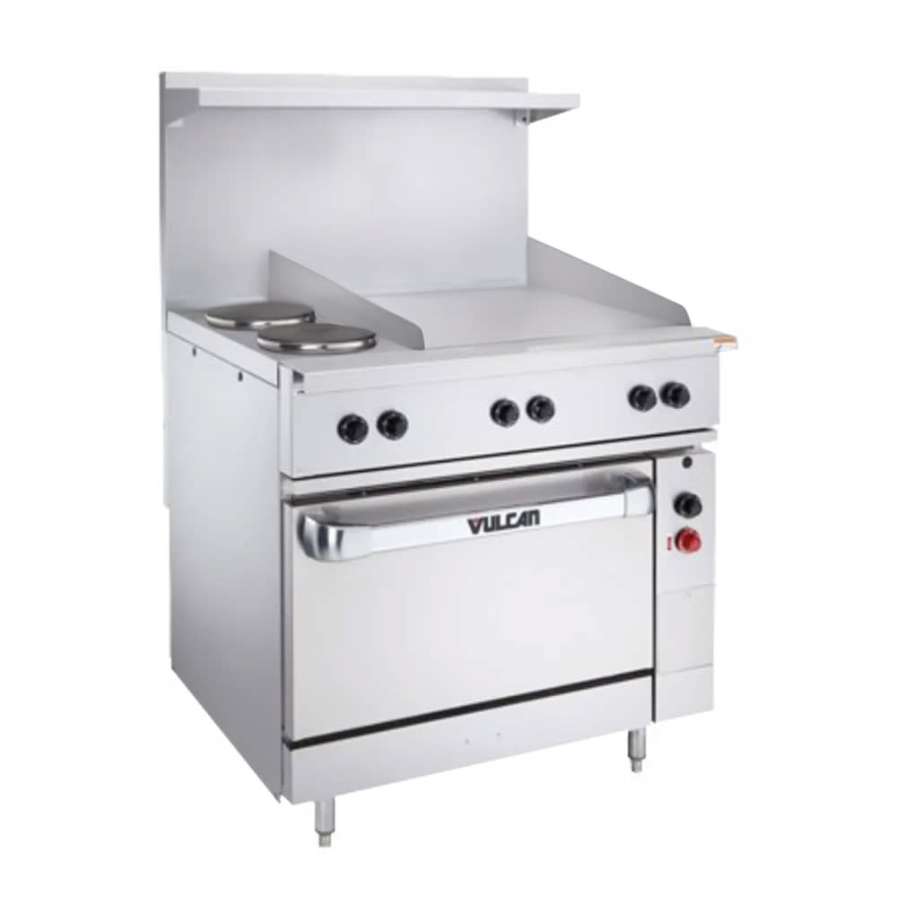 207-EV36S2FP24G240 36" EV Series Electric Range w/ (2) French Hot Plates & (1) Griddle,...
