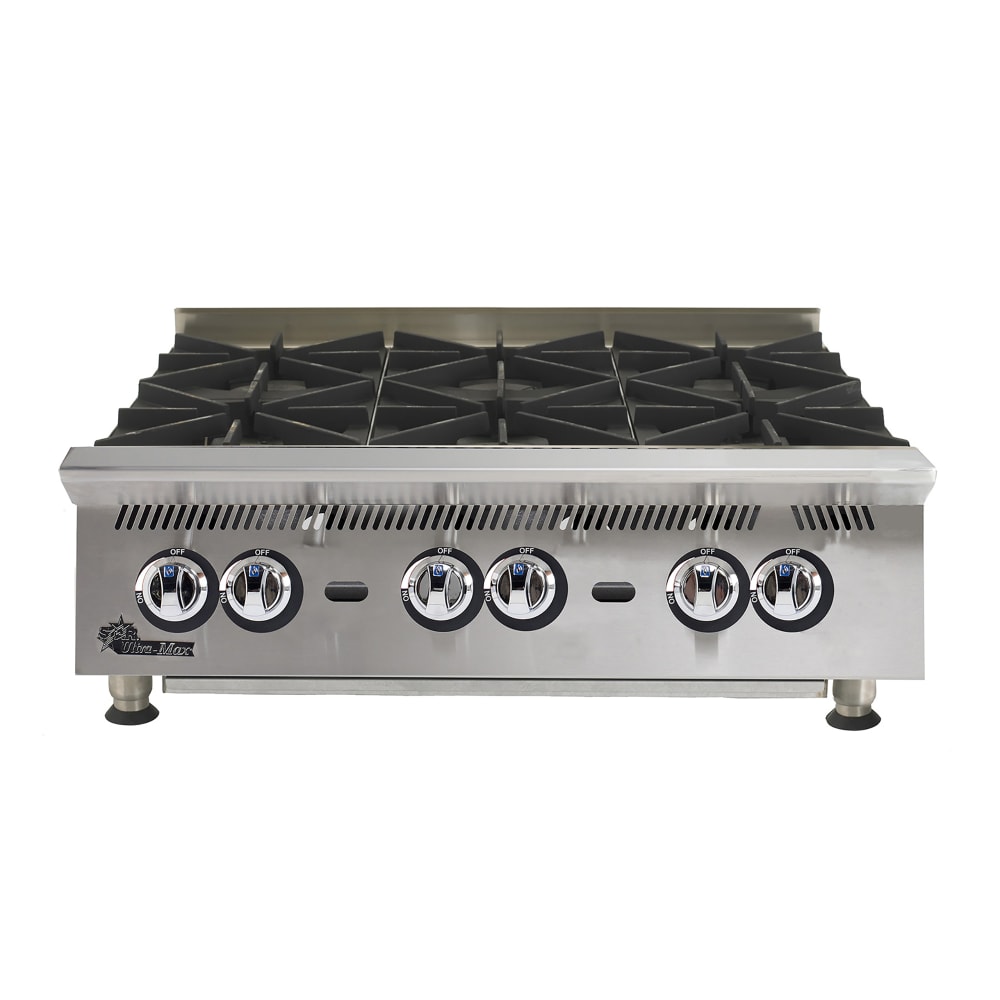 062-806HALP 36" Ultra-Max® Gas Hotplate w/ (6) Burners & Manual Controls, Liquid Propane