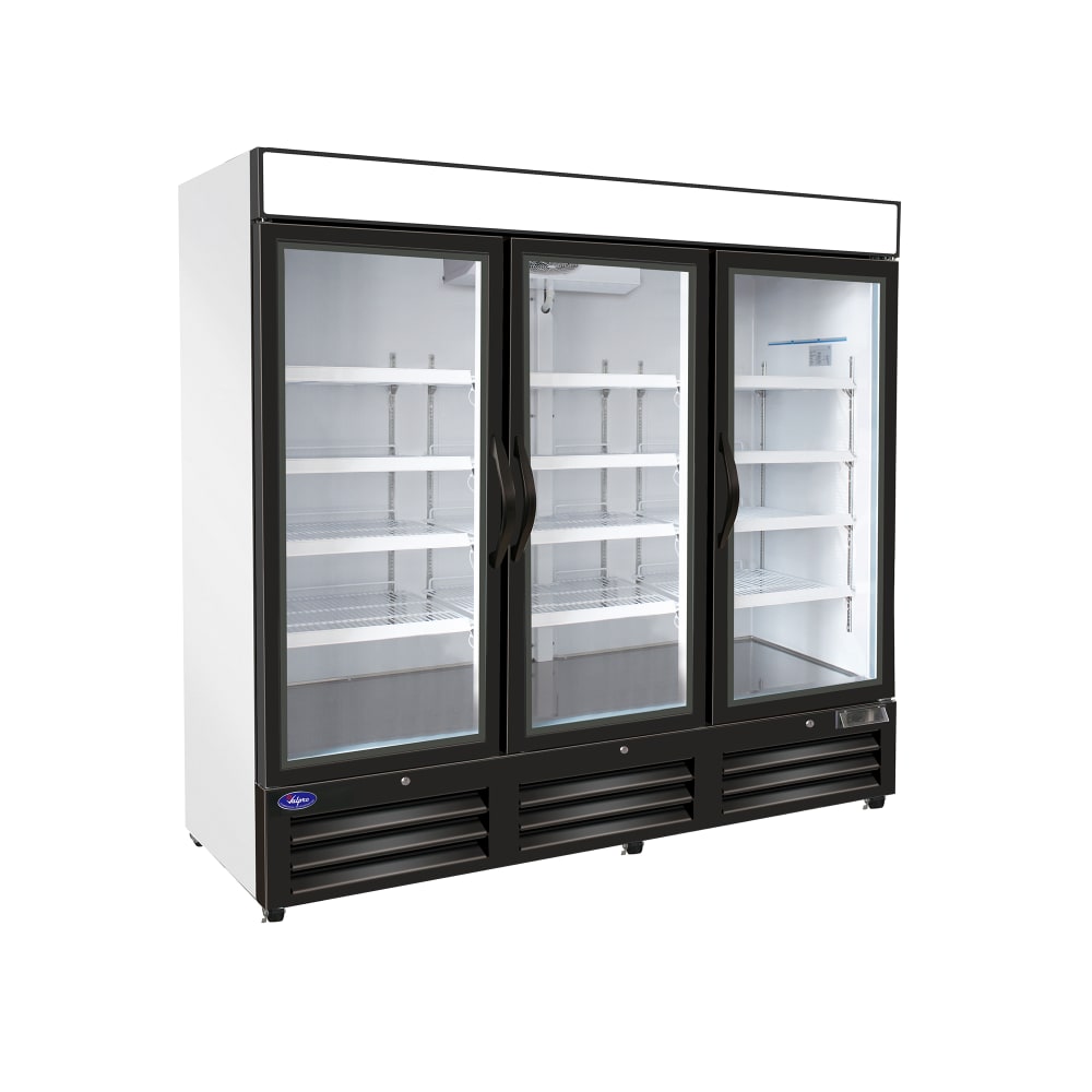 970-VP3F72FDVHC 81" Three Section Display Freezer w/ Swing Doors - Bottom Mount Compressor,...