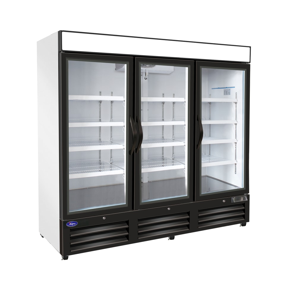 970-VP3R72HC 81" Three Section Glass Door Merchandiser - (3) Left/Right/Right Hinge Doors, B...