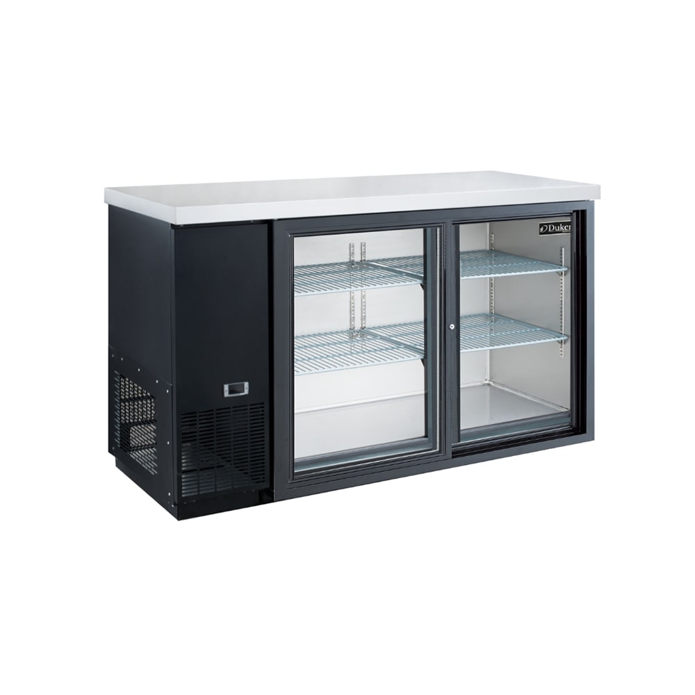 060-DBB60S2 61 1/8" Bar Refrigerator - 2 Sliding Glass Doors, Black, 115v