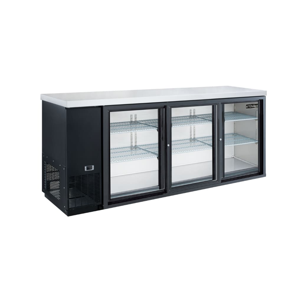 060-DBB72S3 73" Bar Refrigerator - 3 Sliding Glass Doors, Black, 115v