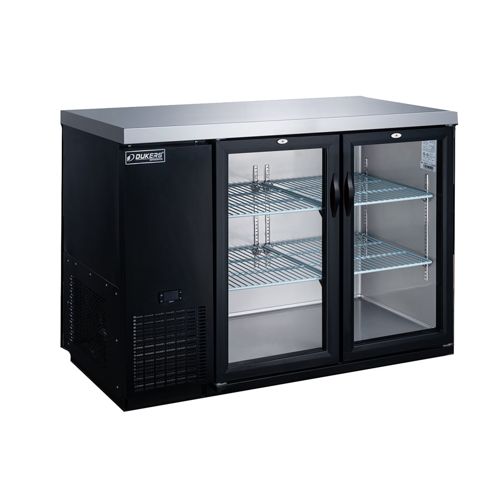 060-DBB60H2 56 7/8" Bar Refrigerator - 2 Swinging Glass Doors, Black, 115v