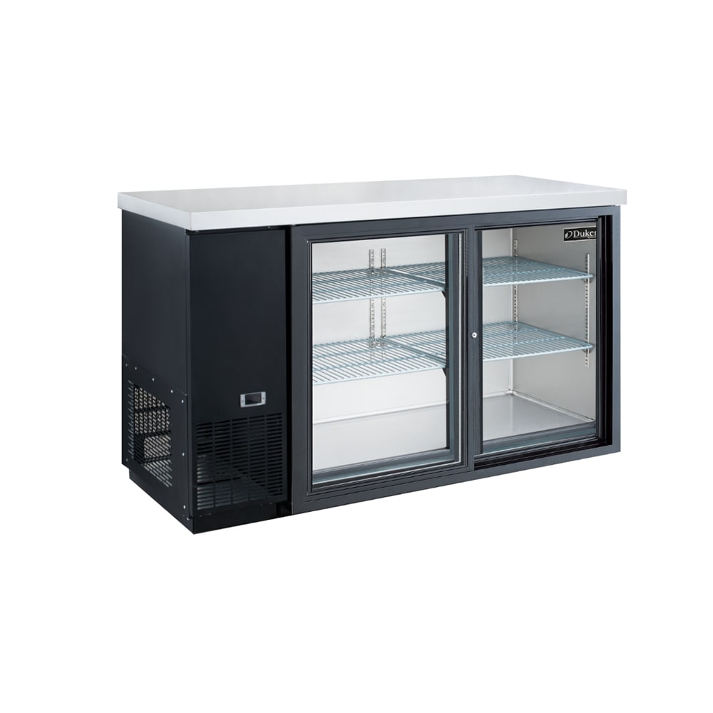 060-DBB48S2 49 1/4" Bar Refrigerator - 2 Sliding Glass Doors, Black, 115v