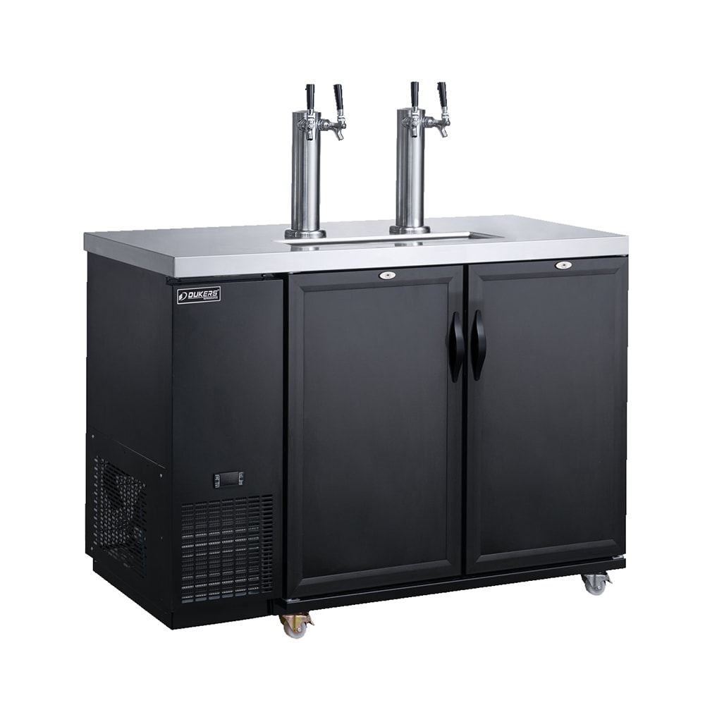 060-DKB60M2 56 7/8" Kegerator Beer Dispenser w/ (8) 1/6 Keg Capacity - (2) Columns, Black, 1...
