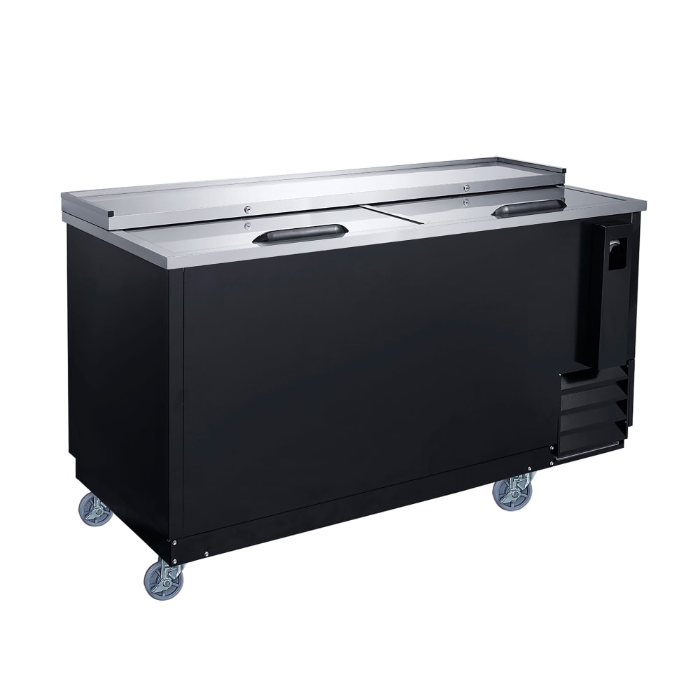 060-DHBC65 64 3/4" Forced Air Bottle Cooler - Holds (1262) 12 oz Bottles, Lid Locks, Black,...