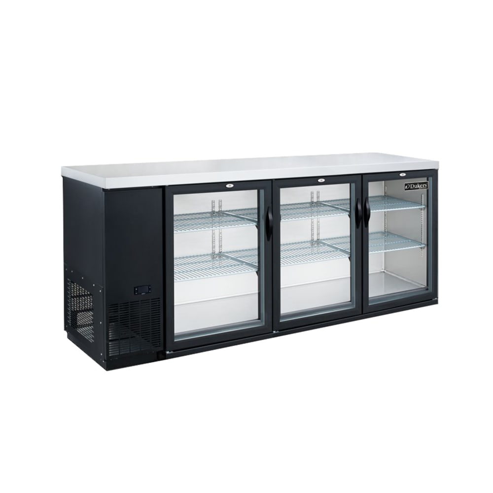 060-DBB72H3 70 3/8" Bar Refrigerator - 3 Swinging Glass Doors, Black, 115v