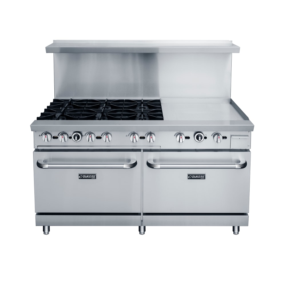 060-DCR606B24GM 60" 6 Burner Gas Range w/ Griddle - (2) Standard Ovens, Convertible