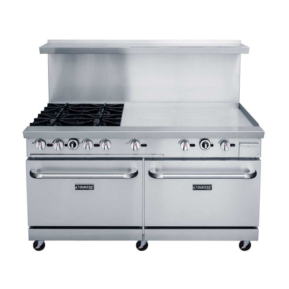060-DCR604B36GM 60" 4 Burner Gas Range w/ Griddle - (2) Standard Ovens, Convertible