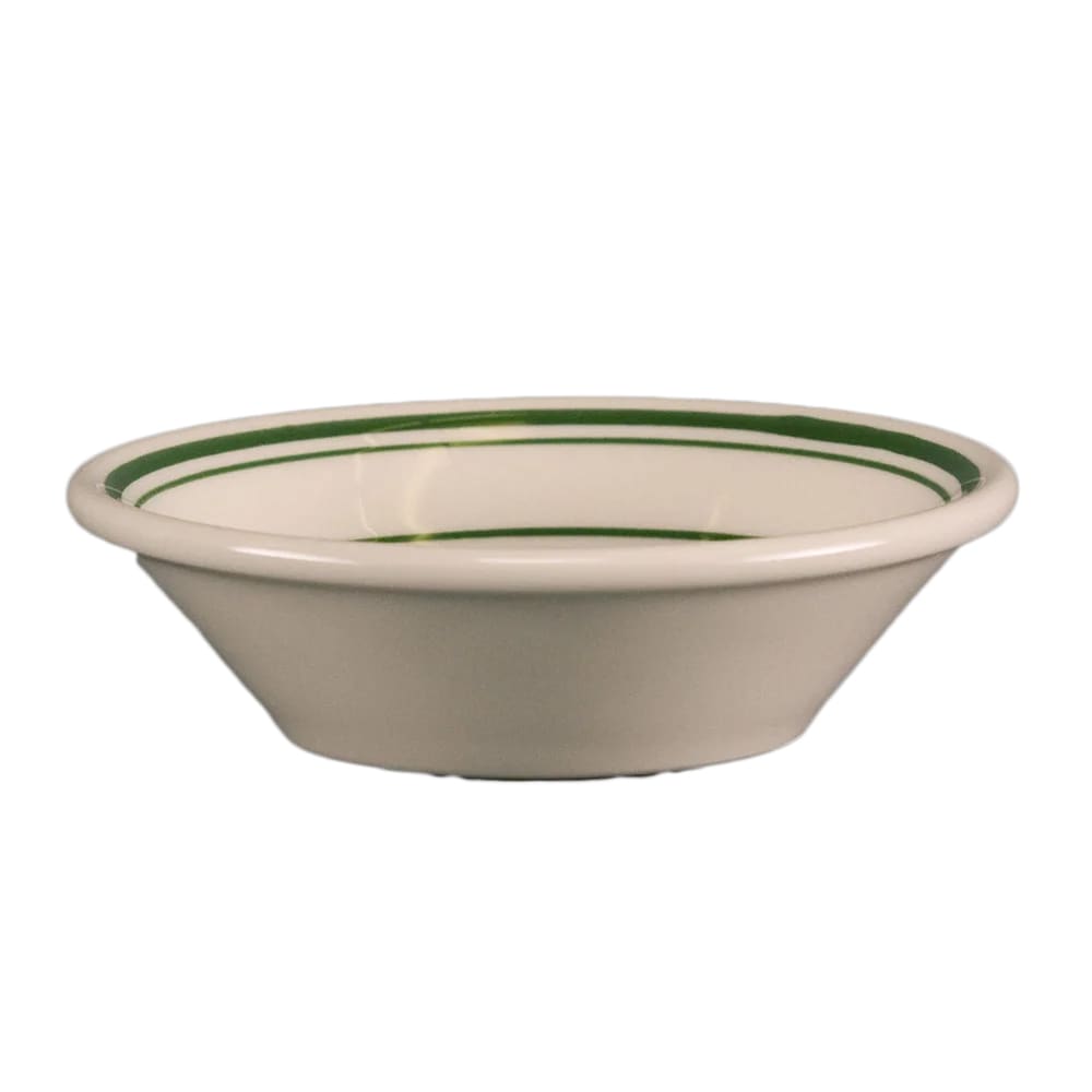 179-1621 4 1/2 oz Round Fruit Dish - China, White w/ Green Band