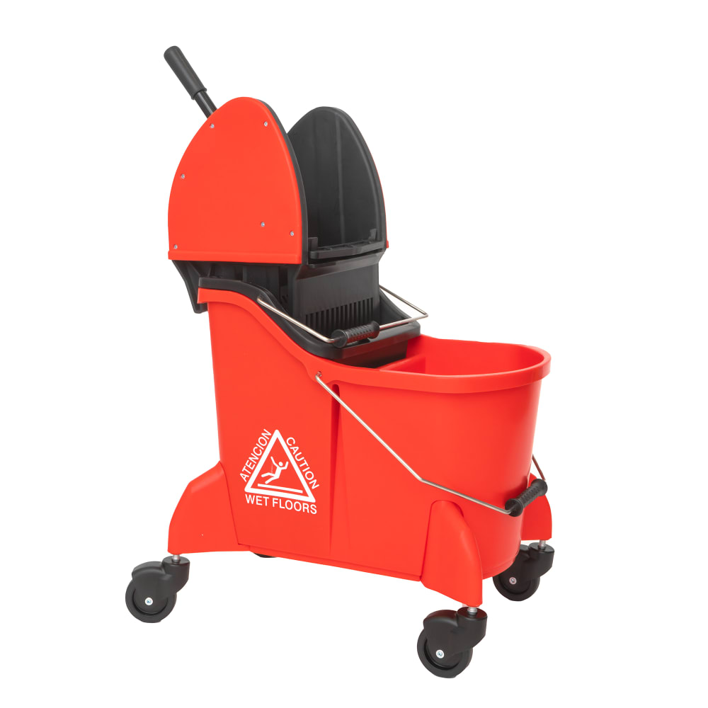 867-92224983 35 qt Knuckle Buster® Dual Mop Bucket Combo - Down Press Wringer, Plastic, Yellow