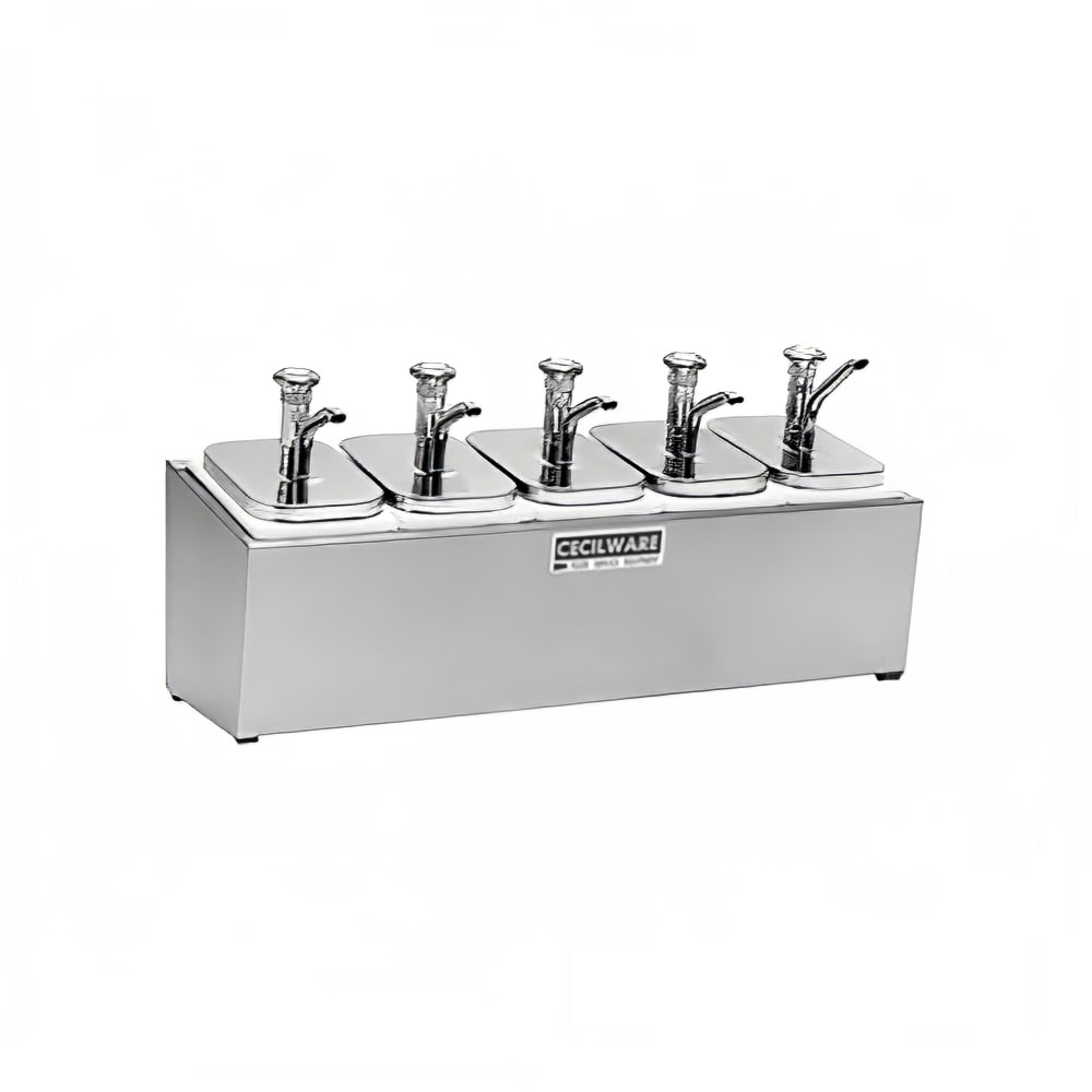 131-444M Pump Style Condiment Dispenser w/ (4) 2-oz/Stroke, Stainless