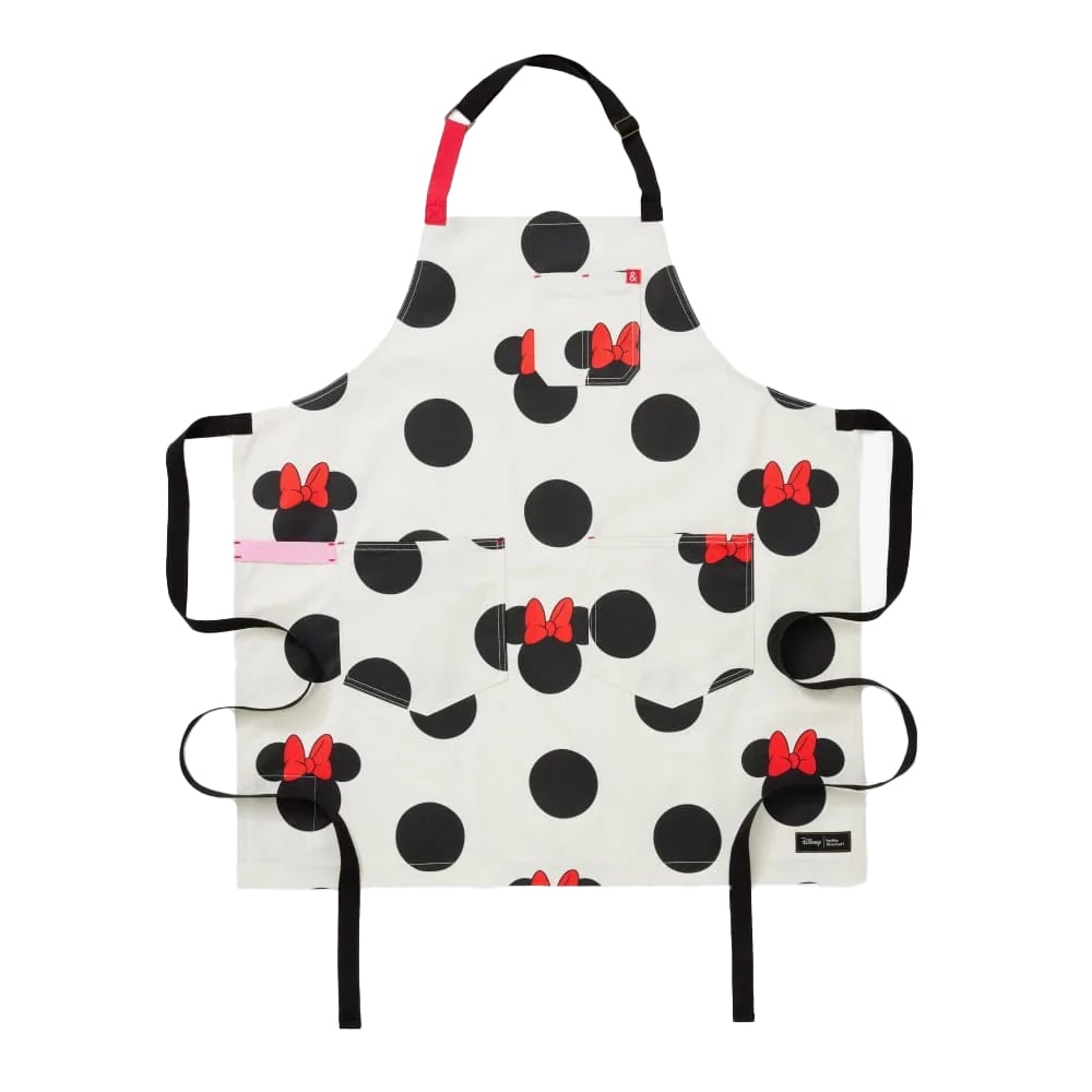 603-HB002049 Full Length Bib Apron w/ (2) Pockets - 33" x 30", Cotton, Minnie Mouse