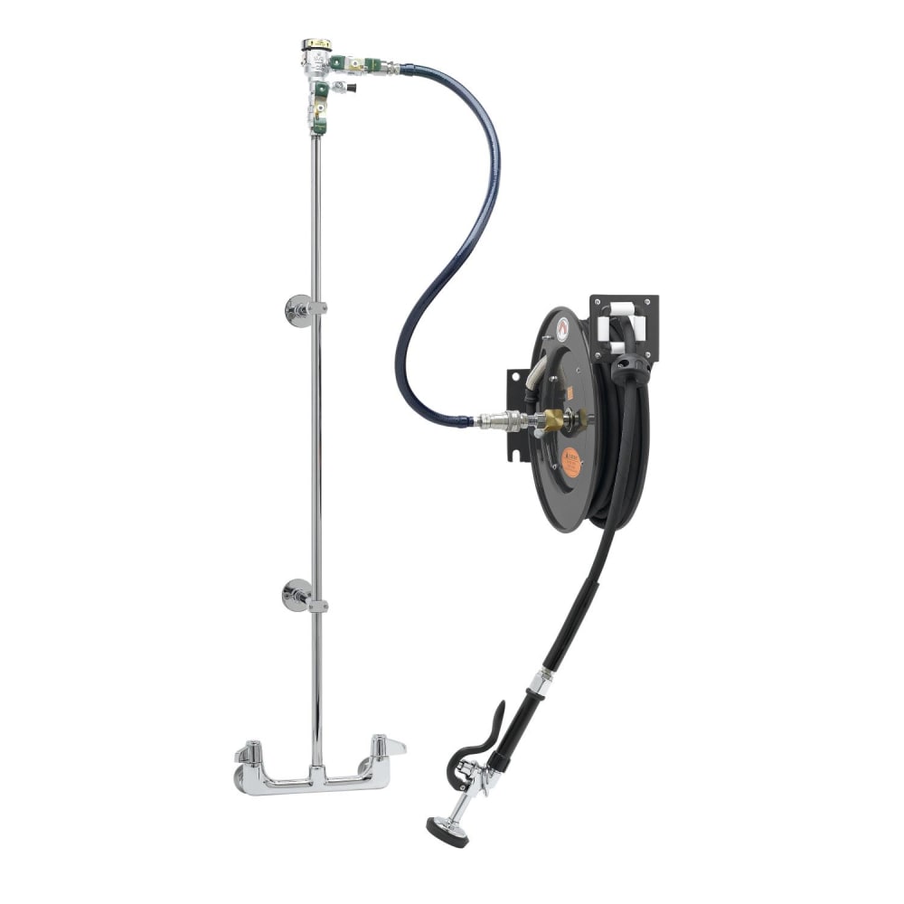 064-5HR23201XE1 Open Hose Reel Assembly w/ 35 ft Hose & Mixing Faucet, 1/2" Female Inlet...
