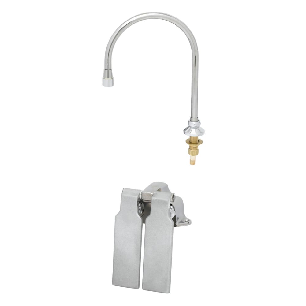 064-B0509D127XV12 Double Knee Pedal Valve w/ 11 7/8" Dummy Gooseneck Nozzle - Ledge Mount